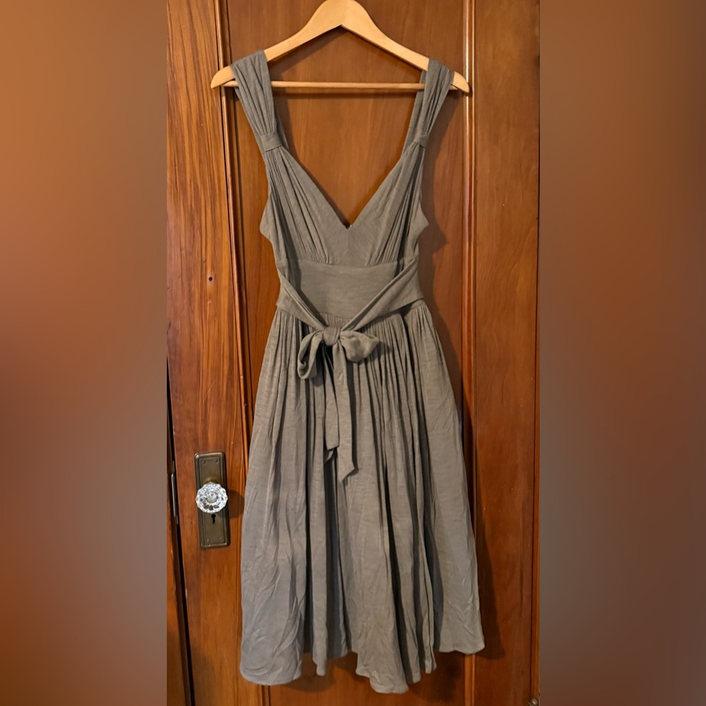 Tracy Reese Front Tie Taupe Brown Wool Blend Party Dress Tulle Light Weight 6